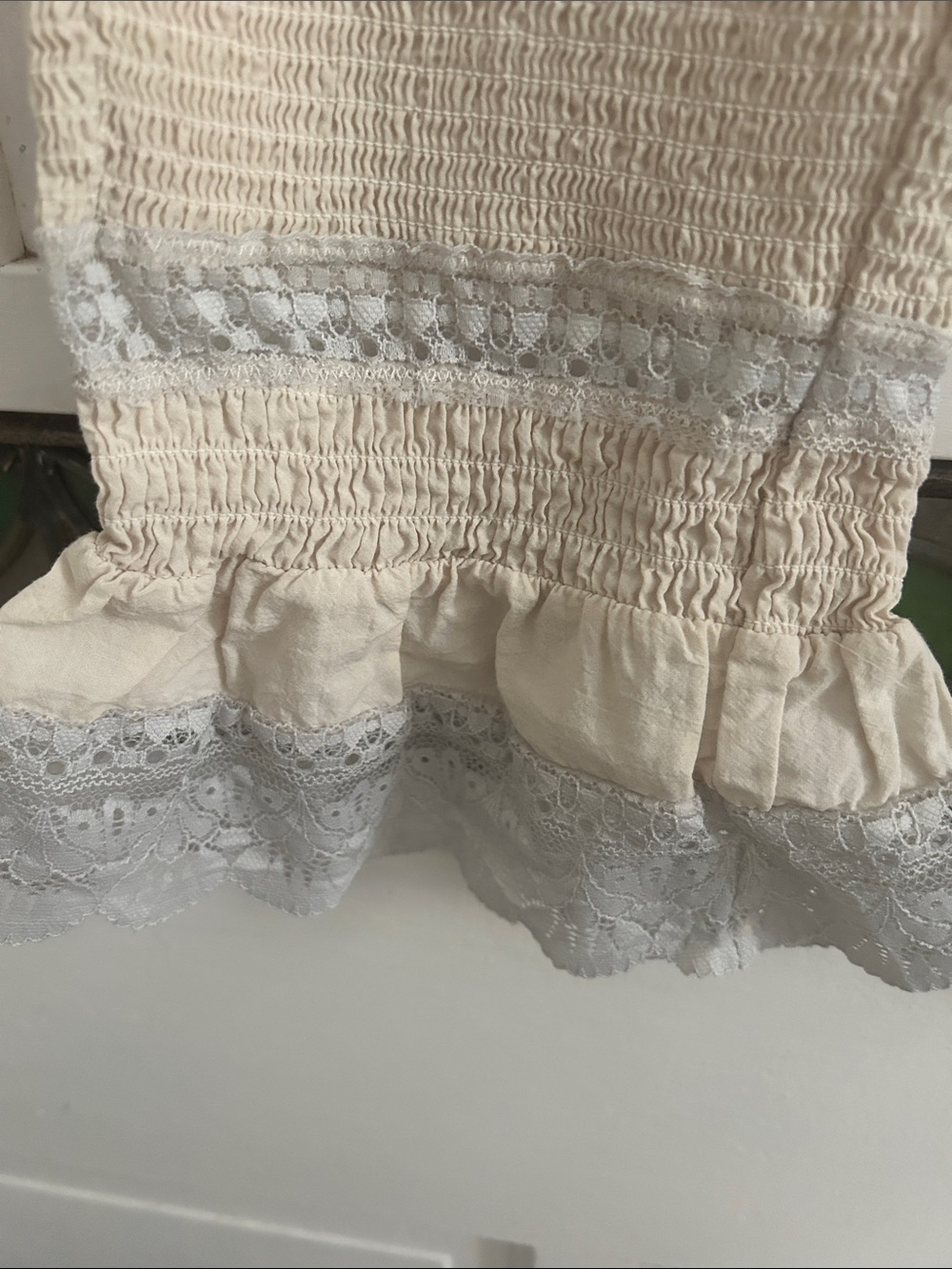 Intimately Free people new women’s cream Ruffle Hem bloomers with Gray Lace Tri - Picture 3 of 5